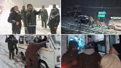 'Timely Rescue by Anantnag Police: Nine Stranded Passengers Rescued at Sinthan Top '